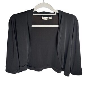 Cato 22/24W Black Open-Front Cardigan Shrug Short Sleeve Pin Hole on Shoulder